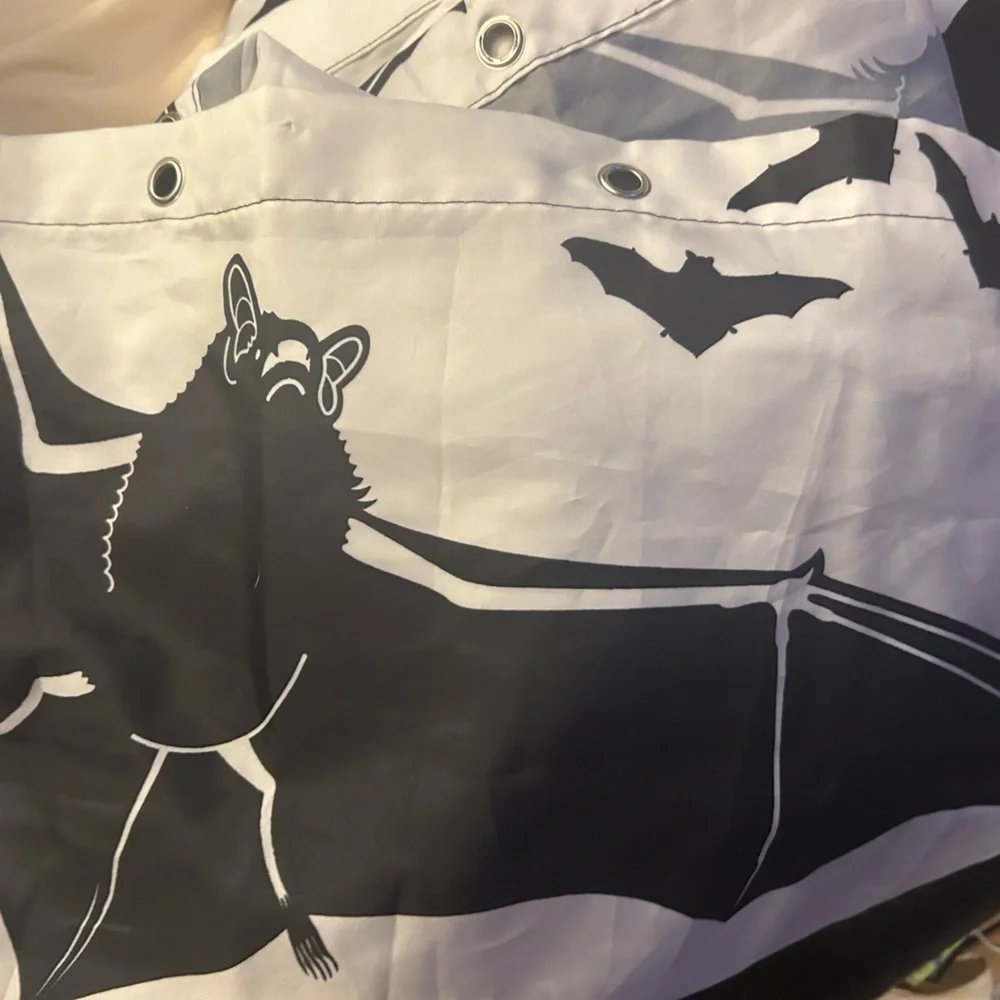 Sourpuss bats shower curtain PRELOVED washed batty goth discontinued